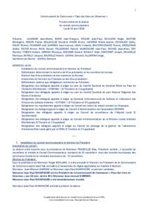 1  Communauté de Communes « Pays des Vans en Cévennes » Procés-verbal de la séance du conseil communautaire Lundi 14 avril 2014