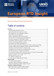 British Council online bulletin  JULY 2010 News on EU Research Policy and Programmes