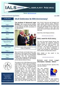 IALS  Library News Website: http://ials.sas.ac.uk  Institute of Advanced Legal Studies