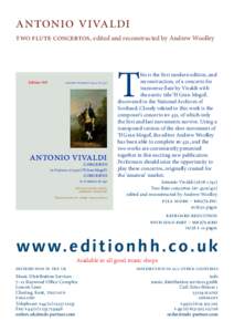 antonio vivaldi two flute concertos, edited and reconstructed by Andrew Woolley Edition HH  antonio vivaldi: rv 431a / rv 431