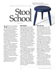Reprinted with permission. American Association of Woodturners Start easy, work your way up to 4 legs  Stool