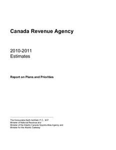 Canada Revenue Agency[removed]Estimates  Report on Plans and Priorities