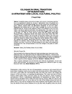 CILOQAK IN ORAL TRADITION OF NUSANTARA (A STRATEGY AND LOCAL CULTURAL POLITIC)