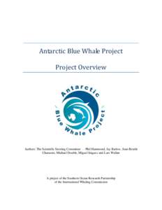 Antarctic Blue Whale Project Project Overview Authors: The Scientific Steering Committee — Phil Hammond, Jay Barlow, Jean-Benôit Charassin, Michael Double, Miguel Iniguez and Lars Walløe