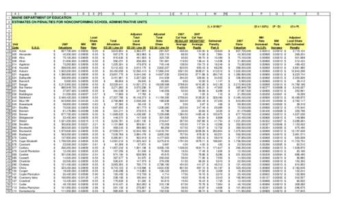 A B C 1 MAINE DEPARTMENT OF EDUCATION  D