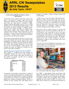 This year your ARRL CW Sweepstakes 2013 Results