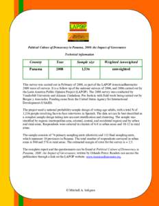 Political Culture of Democracy in Panama, 2008: the Impact of Governance Technical information Country  Year