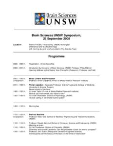 Brain Sciences UNSW “what’s hot” Symposium, 6 April 2006