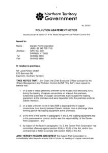 Microsoft Word - EN2010-2 - Darwin Port Corporation Pollution Abatement Notice[removed]doc