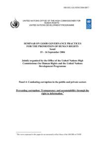 HR/SEL/GG/SEM/2004/BP.7  UNITED NATIONS OFFICE OF THE HIGH COMMISSIONER FOR HUMAN RIGHTS UNITED NATIONS DEVELOPMENT PROGRAMME