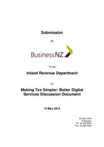 Submission By To the  Inland Revenue Department