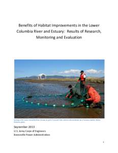 Benefits of Habitat Improvements in the Lower Columbia River and Estuary: Results of Research, Monitoring and Evaluation Seining in the Lower Columbia River Estuary as part of research into salmon and steelhead use of es