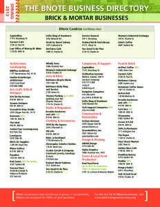 SPRING 2013 THE BNOTE BUSINESS DIRECTORY Brick & Mortar Businesses [ BNote Cambios Get BNotes Here ]