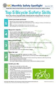 UC Monthly Safety Spotlight  September 2013 Practical Tips to Help You Keep Yourself, Your Co-workers and Your UC Campus Safe, Healthy and Secure