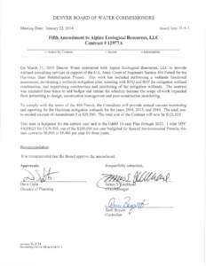 Board agenda items (Jan. 22, 2014): Fifth Amendment to Alpine Ecological Resources LLC