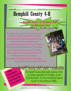 SeptemberTexas A&M AgriLife Extension Service Hemphill County 4-H Hemphill County 4-H Enrollment Night