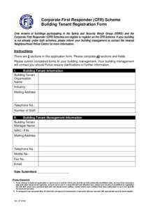 Corporate First Responder (CFR) Scheme Tenant Form