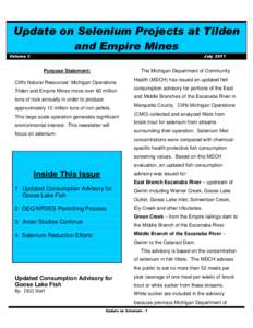 Update on Selenium Projects at Tilden and Empire Mines Volume 3
