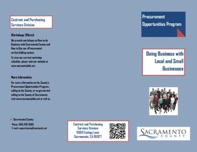 Procurement Opportunities Program Contract and Purchasing Services Division Workshops Offered