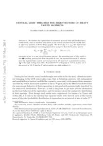 CENTRAL LIMIT THEOREM FOR EIGENVECTORS OF HEAVY TAILED MATRICES arXiv:1310.7435v3 [math.PR] 30 MayFLORENT BENAYCH-GEORGES, ALICE GUIONNET