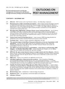 ISSN 1743–1026 OPMUB8–An international journal covering the management of weeds, pests and diseases through chemistry, biology and biotechnology