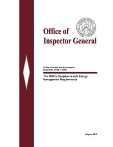 Office of Audits and Evaluations Report No. EVAL[removed]The FDIC’s Compliance with Energy Management Requirements