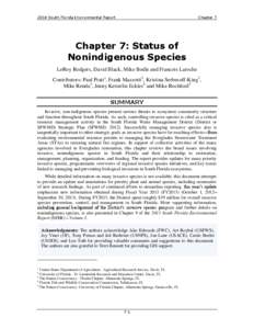 2014 South Florida Environmental Report  Chapter 7 Chapter 7: Status of Nonindigenous Species