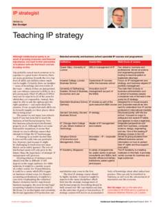 IP strategist Written by Ben Goodger Teaching IP strategy Although intellectual property is an