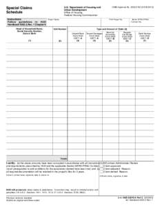 U.S. Department of Housing and Urban Development Office of Housing Federal Housing Commissioner  Special Claims