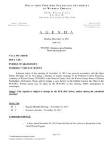 POLLUTION CONTROL FINANCING AUTHORITY OF WARREN COUNTY 500 MT. PISGAH AVENUE P.O. BOX 587 OXFORD, NEW JERSEY[removed]James J. Williams