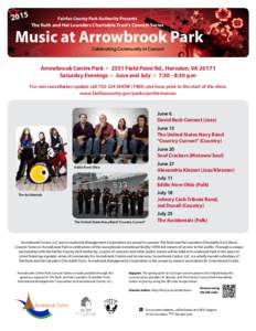 2015  Fairfax County Park Authority Presents The Ruth and Hal Launders Charitable Trust’s Concert Series