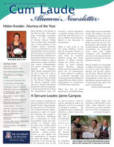 The University of Arizona Honors College  Cum Laude Aumni Newsletter