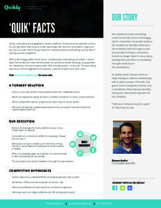 OUR STORY  ‘QUIK’ FACTS We needed to create something useful for brands, but fun and engag-