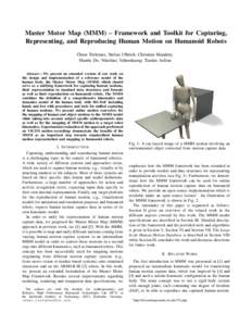 Master Motor Map (MMM) – Framework and Toolkit for Capturing, Representing, and Reproducing Human Motion on Humanoid Robots ¨ Omer Terlemez, Stefan Ulbrich, Christian Mandery, Martin Do, Nikolaus Vahrenkamp, Tamim Asf