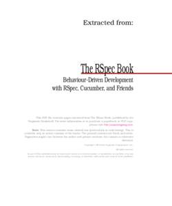 Computing / Behavior Driven Development / RSpec / Extreme programming / Cucumber / Ruby programming language / The Pragmatic Programmer / Test-driven development / Unit-testing frameworks for Ruby / Software development / Software / Software testing