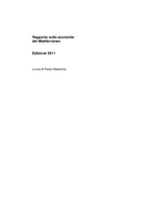 Rapporto sulle economie del Mediterraneo Edizionea cura di Paolo Malanima