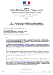 Extrait du  Bulletin Officiel des Finances Publiques-Impôts DIRECTION GÉNÉRALE DES FINANCES PUBLIQUES Identifiant juridique : BOI-CF-IORDate de publication : 