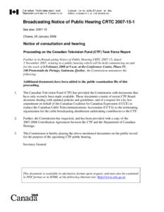 Broadcasting Notice of Public Hearing CRTC[removed]