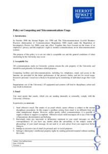 Microsoft Word - Policy on Computing and Telecommunications Usage.doc