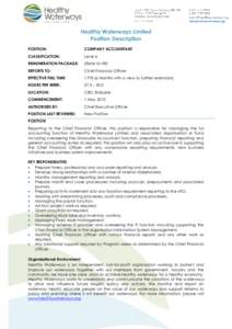 Healthy Waterways Limited Position Description POSITION: COMPANY ACCOUNTANT