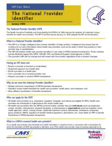 The National Provider Identifier (NPI) Fact Sheet