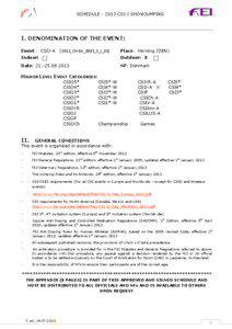 SCHEDULE[removed]CSI-J SHOWJUMPING  I. DENOMINATION OF THE EVENT: