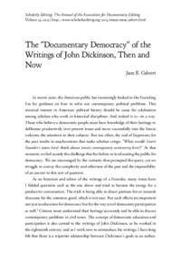 Scholarly Editing: The Annual of the Association for Documentary Editing Volume 34, 2013 | http://www.scholarlyediting.org/2013/essays/essay.calvert.html The 