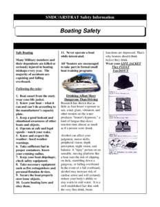 SMDC/ARSTRAT Safety Information  Boating Safety Safe Boating Many Military members and