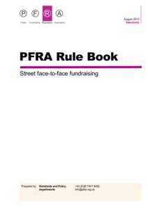 August 2012 Standards PFRA Rule Book Street face-to-face fundraising