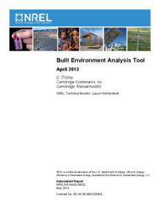 Built Environment Analysis Tool: April 2013