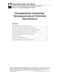 Occupational Licensing: Consequences of Criminal Convictions