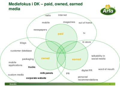 Mediefokus i DK – paid, owned, earned media radio mobile  internet