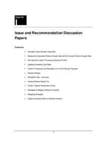 Appendix  I Issue and Recommendation Discussion Papers