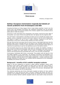EUROPEAN COMMISSION  PRESS RELEASE Brussels, 25 August[removed]Galileo: European Commission requests full details of